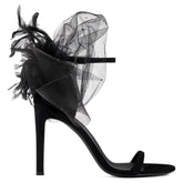 Sexy Ankle Strap Flower Heels EU 33 / Black / 7.5CM